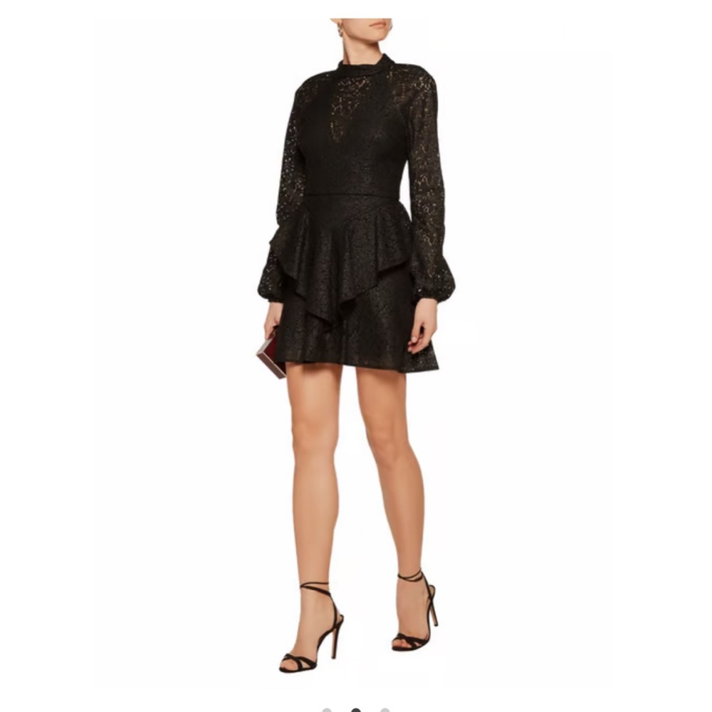 Rebecca Vallance Sistine frill lace mini dress!  Black Size 6 NWT open back‎